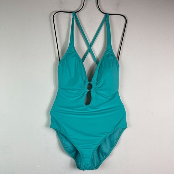 Bleu Rod Beattie NWOT Blue Ring Me Up One-Piece Swimsuit Size 14 - Picture 1 of 4